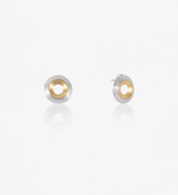18k gold and silver Ronda earrings 15mm