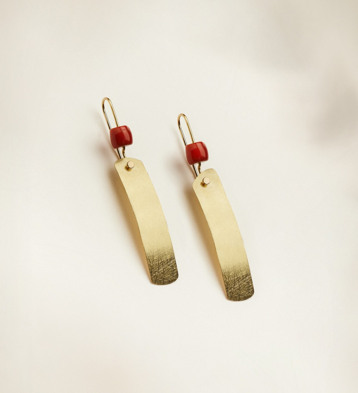 18k gold earrings Posidonia with coral 60mm