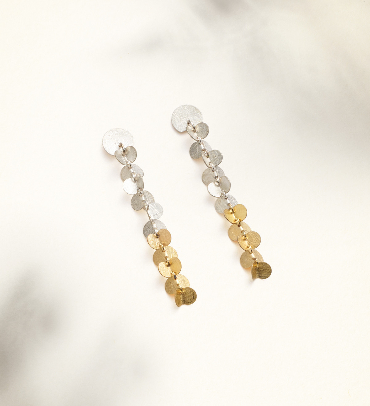 18k gold and silver earrings Papallones 50mm