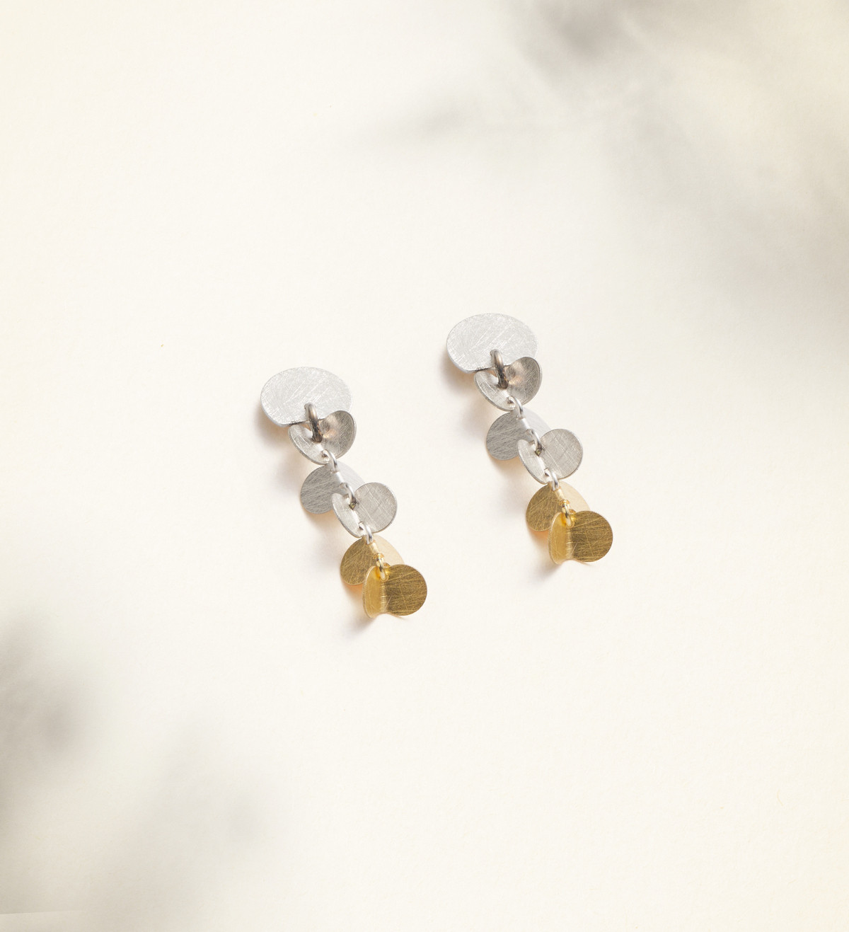 18k gold and silver earrings Papallones 30mm