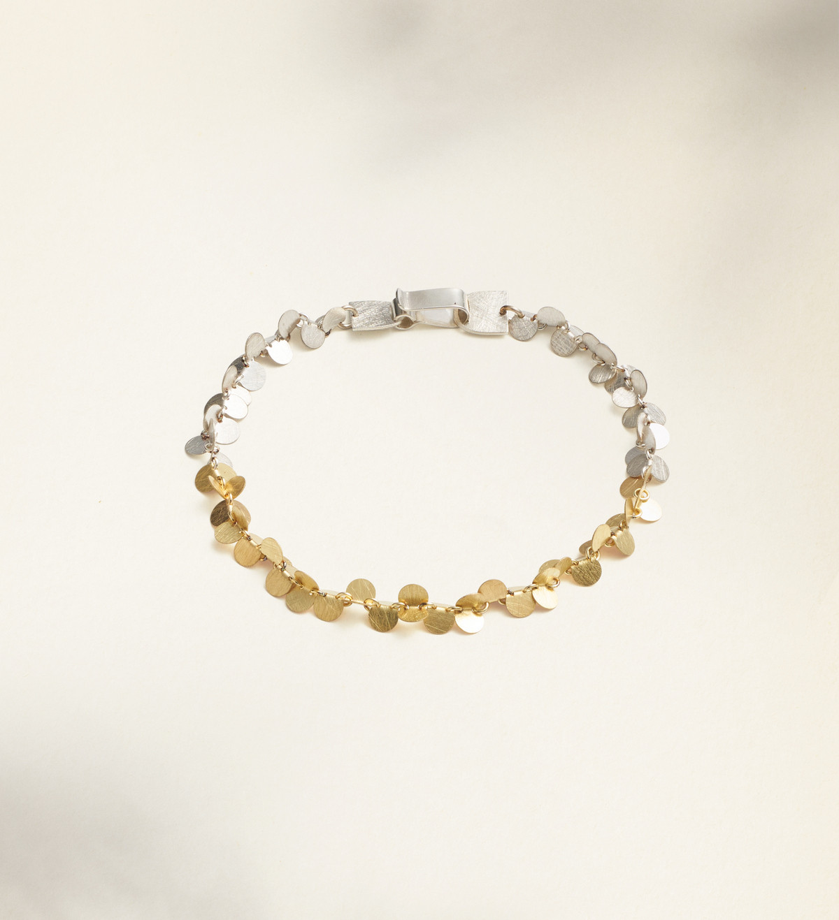 18k gold and silver bracelet Papallones 19cm